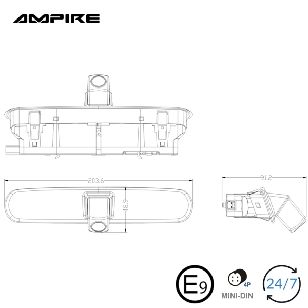 Rückfahrkamera (CVBS), FIAT Doblo 2, OPEL Combo D (mit Flügeltüren)