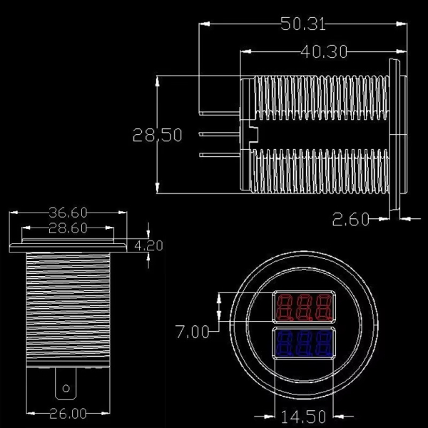 5V 3,1A 12V Dual USB Autoladegerät mit wasserdichter Abdeckung für Fahrzeug