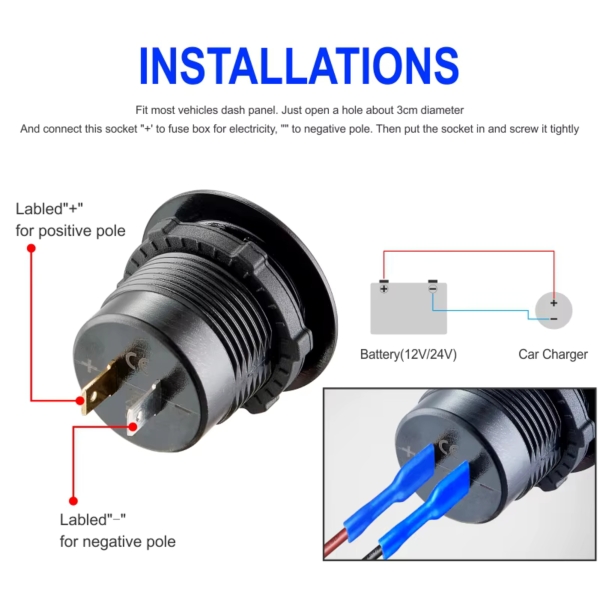 12V / 24V USB-Buchse, Schnellladung, 3.0 USB