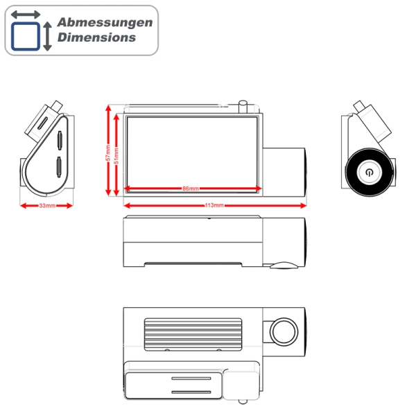 2-Kanal Dashcam mit Touchscreen, 4K Front, 1080p Heck, 4G LTE, WLAN und GPS