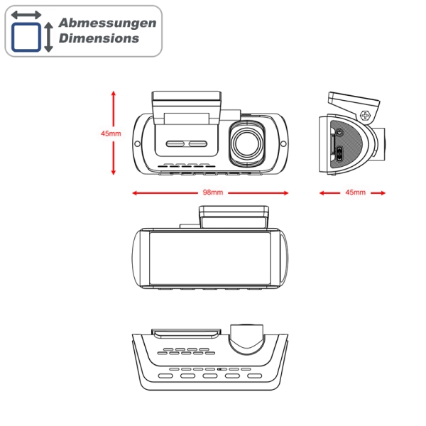 2-Kanal Dashcam mit Touchscreen, 4K Front, 1080P Heck, WLAN, inkl. 64GB microSD