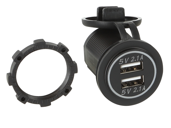 Dual USB-Ladeadapter (12V/24V) – LED Rot