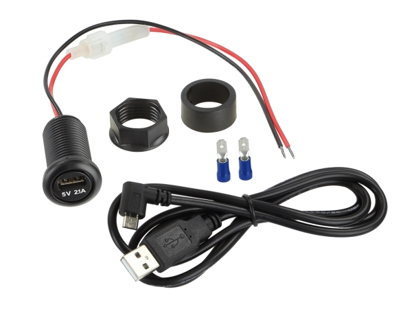 USB Ladeadapter 12V USB-A 5V/2,1A/ USB>Micro USB 1m